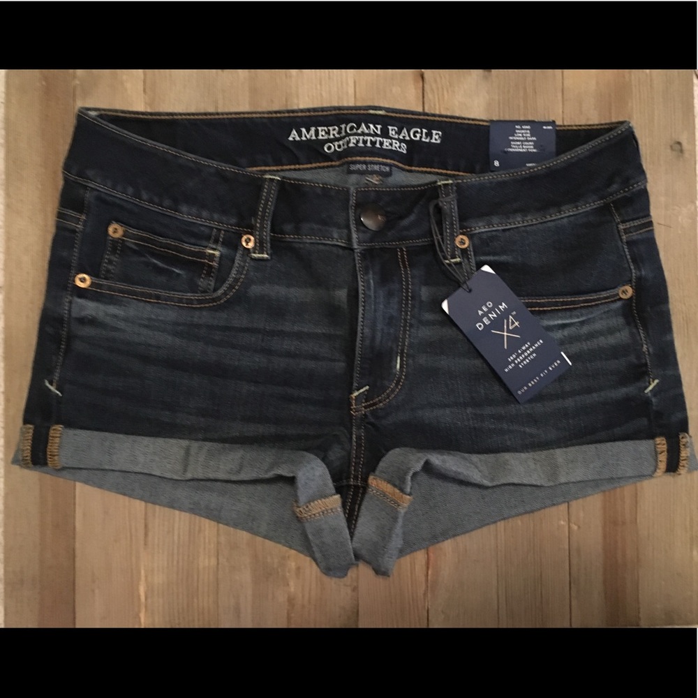 American Eagle - Dark Wash Shortie Shorts - Size 8